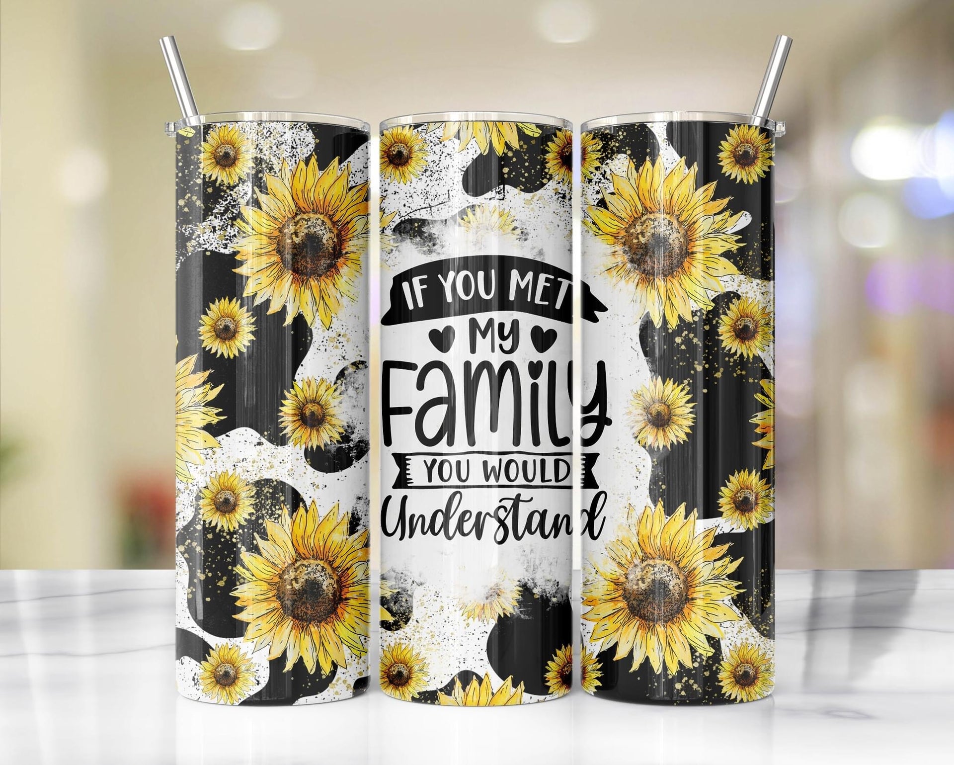 Cute Cow and Sunflower Tumbler, Cute Heifer Tumbler, Sunflower Cow Tumbler,  Tumbler With Lid and Straw 