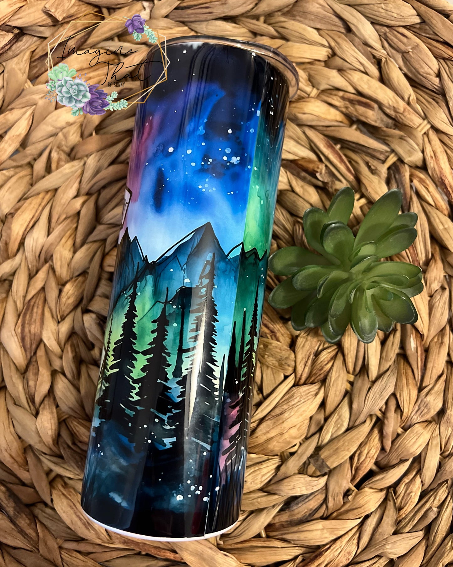 Northern Lights Tumbler “Be still and know that I am God” Psalm 46:10 tumbler