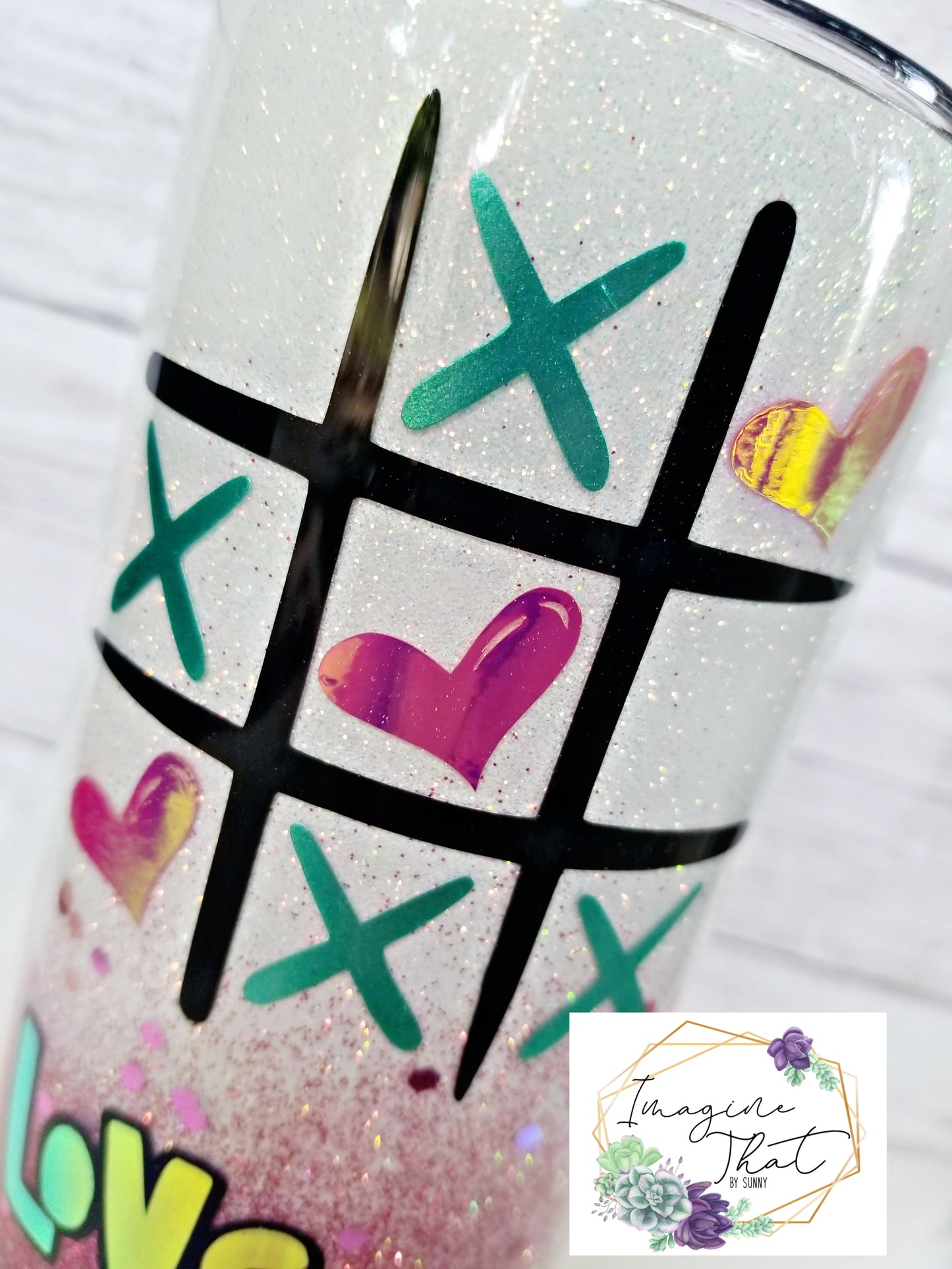 Love Always Wins Tic-Tac-Toe Glitter tumbler