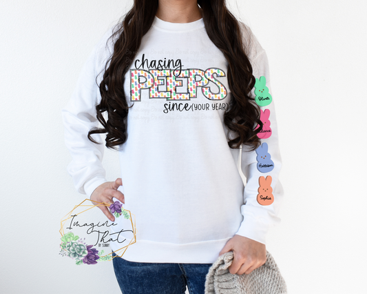 Custom Chasing Peeps Since (year) Crewneck Sweatshirt