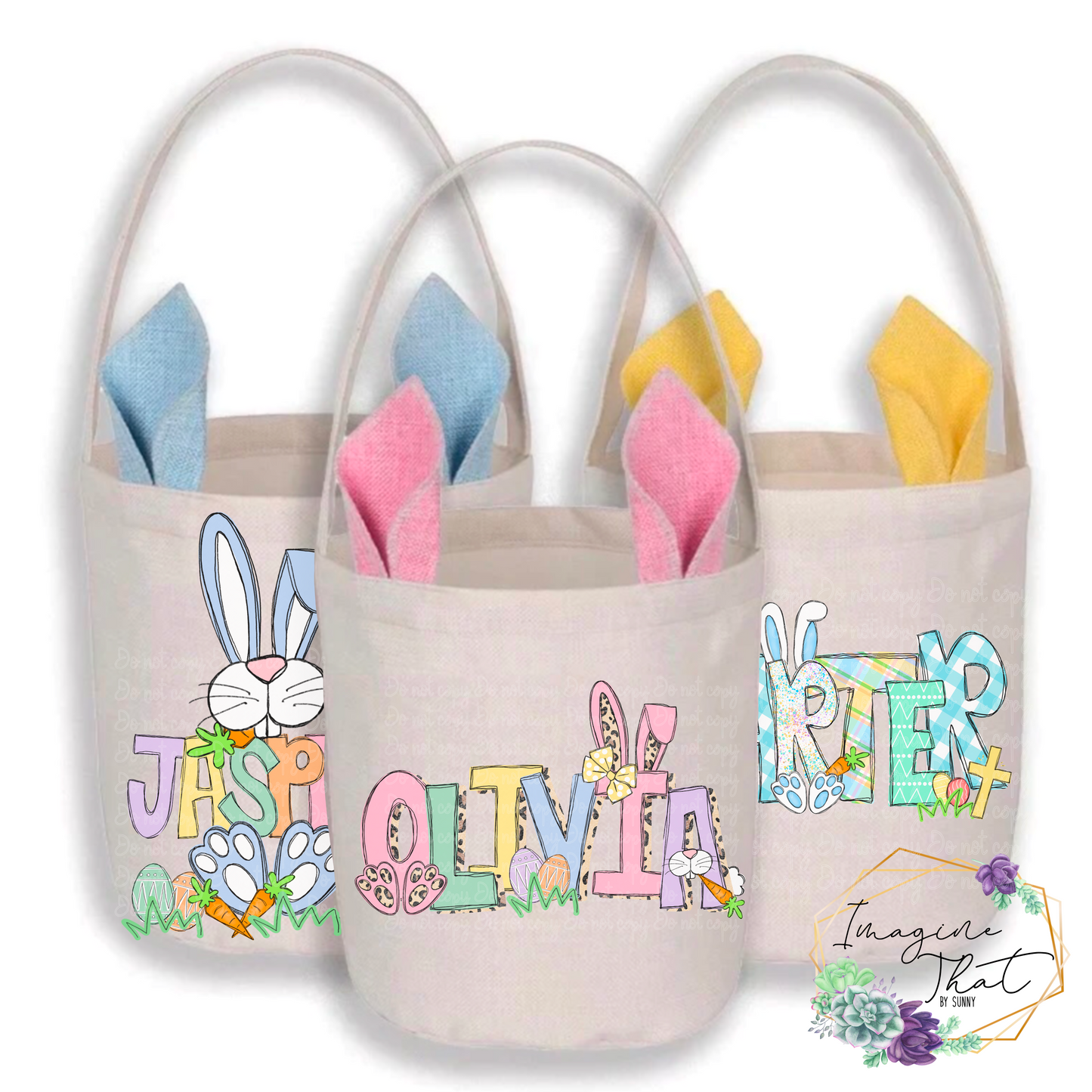 Pastel Leopard Print Easter Bunny Custom Linen Easter Basket