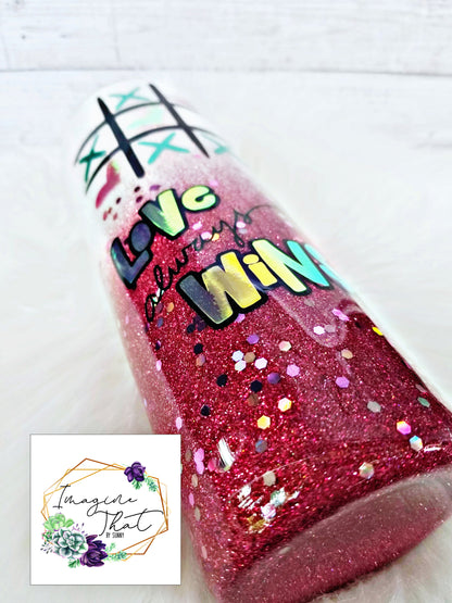 Love Always Wins Tic-Tac-Toe Glitter tumbler